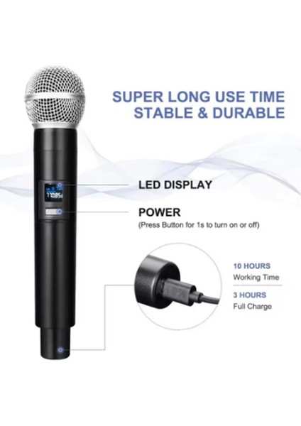 Bfs Profesyonel Çiftli Kablosuz Mikrofon Seti Karaoke Şarj Edilebilir 50 Metre Mesafe fırsatları