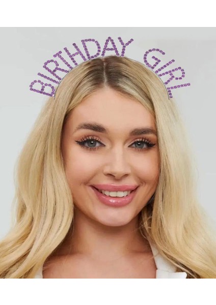 Bfs Mor Renk Kristal Taşlı Parlak Birthday Girl Yazılı Taç 16X17 cm fiyatları