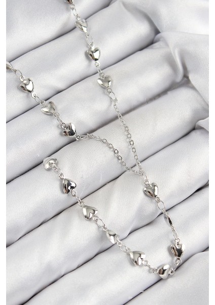 Bfs Pirinç Zirkon Taşlı Kalp Model Gümüş Renk Y Kolye