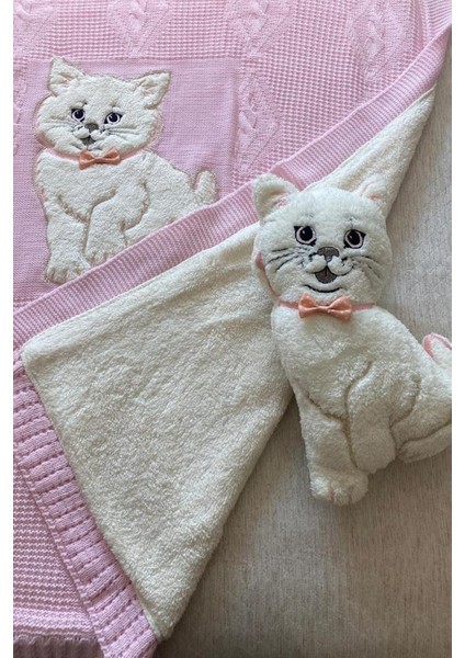 Oyuncak Hediyeli Bebek Triko Battaniye 90X90 cm Pembe fırsatları