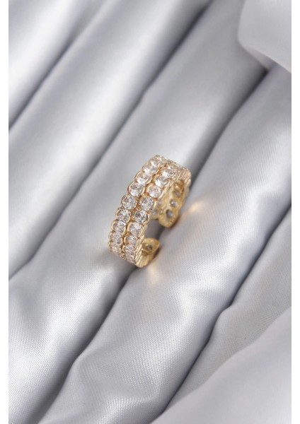 Bfs Pirinç Gold Renk Zirkon Taşlı Kadın Yüzük