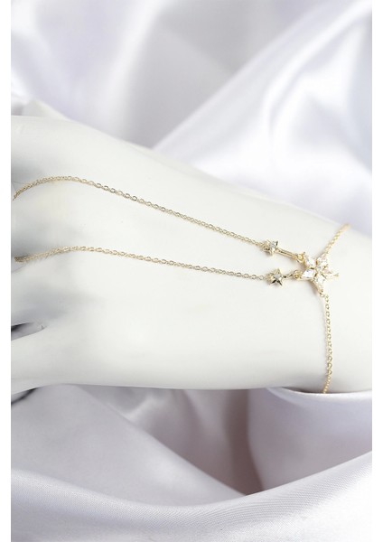 Bfs Pirinç Zirkon Taşlı Yıldız Model Gold Renk Şahmeran