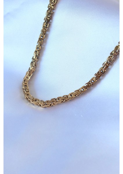 Bfs 316L Çelik Gold Renk Kral Zincir Model Erkek Kolye