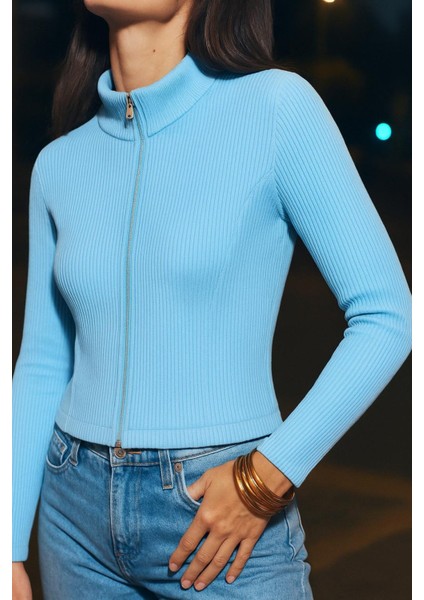 Slim Fit Fermuarlı Uzun Kollu hırka modelleri