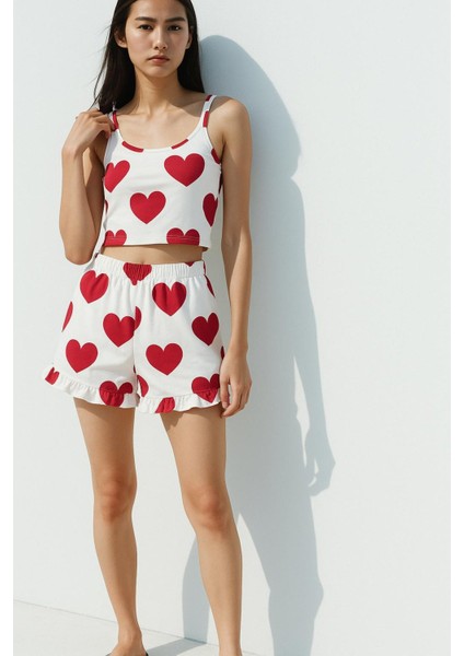 Kalp Desen Atlet Şort Pijama Takım fiyatları