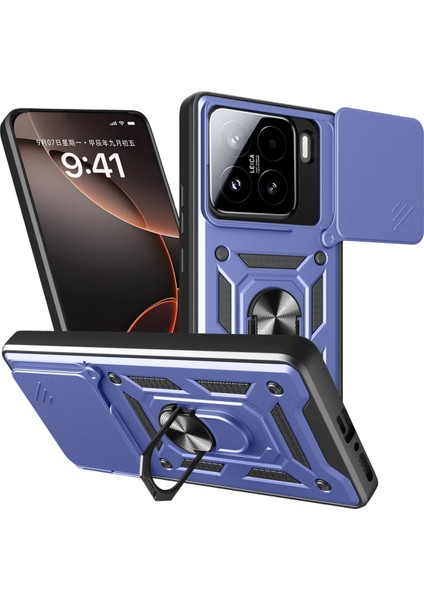 Zengezur Newface Xiaomi Mi 15 Kılıf Pars Lens Yüzüklü Silikon - Lacivert