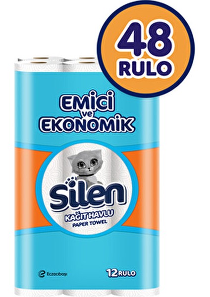 Kağıt Havlu 48 Rulo 12'li Paket 2 Katlı Endüstriyel ve Ev Kullanımına Uygun modelleri