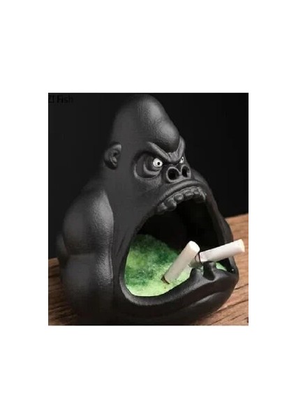 Mvt Tasarım Goril Figürlü Dekoratif Kül tablası Biblo Masaüstü Ev Ofis Dekorasyon Küllük Organizer