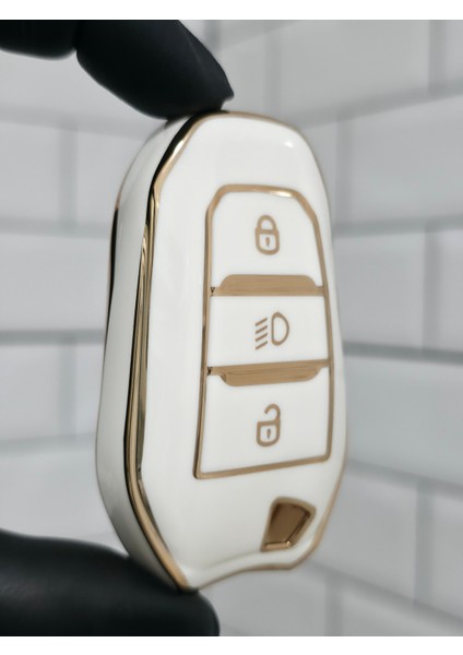 Opel Astra Corsa Mokka Grandland Vivaro Crossland Far Göstergeli Anahtar Kılıfı Beyaz Gold