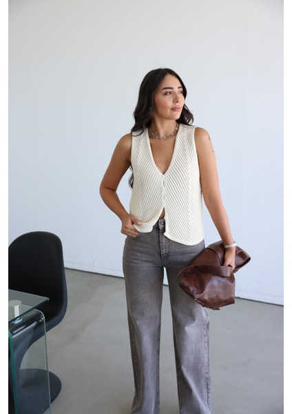 V Yaka Selanik Örgü Yelek