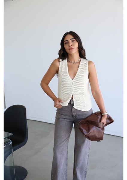 V Yaka Selanik Örgü Yelek fırsatları