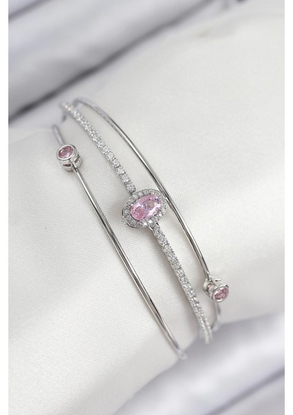 Bfs Pirinç Zirkon Taşlı Baget Model Gümüş Renk Kadın Bileklik