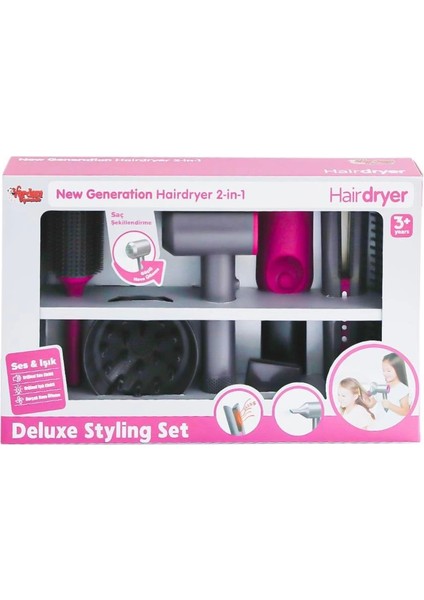 Bfs HUA-1019 Sesli ve Işıklı 2ın1 Lüks Saç Şekillendirici Set -Vardem Oyuncak