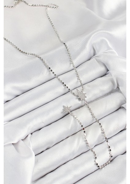 Bfs Pirinç Zirkon Taşlı Ezme Zincirli Kutup Yıldızı Model Gümüş Renk Y Kolye fiyatları