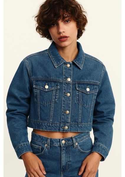 Cropped Denim Ceket