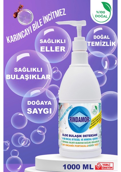 % 100 Doğal Bitkisel Elde Bulaşık Deterjanı-Organik Kekik&portakal Yağlı