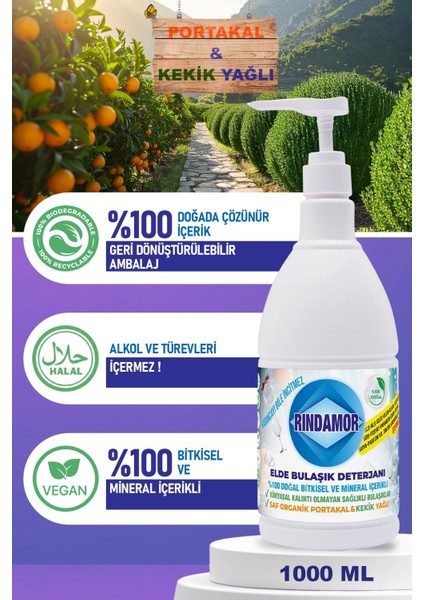 % 100 Doğal Bitkisel Elde Bulaşık Deterjanı-Organik Kekik&portakal Yağlı fırsatları