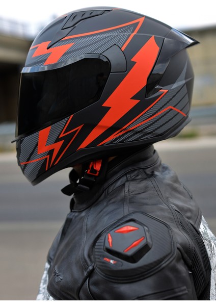 Thunderbolt Mat Siyah- Kırımızı Kask