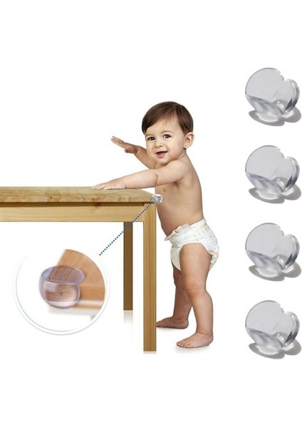 Bebek Çocuk Yumuşak ve Esnek Dairesel Şeffaf Yapışkanlı Güvenlik Köşe Koruyucu (4 Adet) (5224)