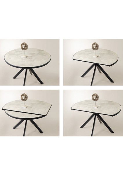 Ahşap Yuvarlak Açılır Büyüyen Yemek Masası Mermer Desen 70X120CM Sadece Masa Fiyatıdır fiyatları