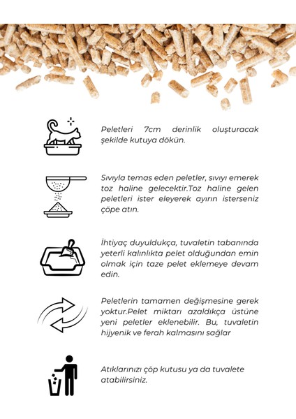 %100 Doğal Çam Peleti 40 Lt. (20 Kg.) + Elekli Kedi Tuvaleti modelleri