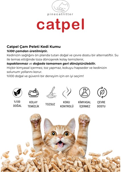 %100 Doğal Çam Peleti 40 Lt. (20 Kg.) + Elekli Kedi Tuvaleti fırsatları
