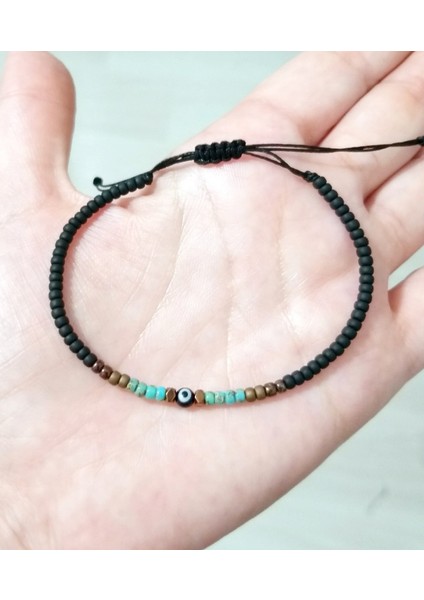 Bakır Rengi Hematit Doğaltaşlı Siyah Nazar ve Miyuki Round Boncuklu Unisex Bileklik fırsatları