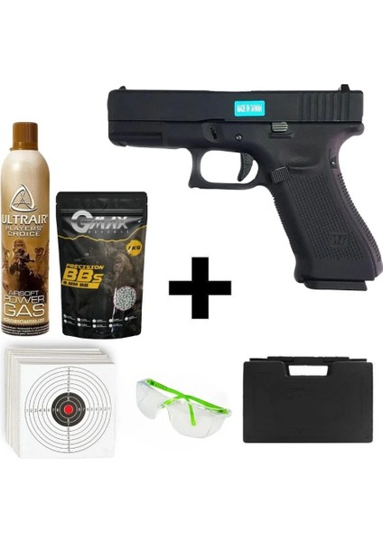 Glock 19X Gen5 Siyah + Green Gas + 1 kg Bb + Taşıma Çantası + Atış Gözlüğü