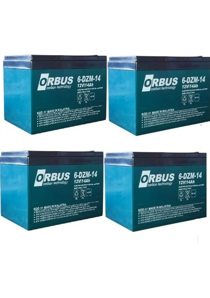 12V 14AMPER (12V 14AH) 4'lü Paket Deep Cycle - Derin Döngülü Elekrikli Bisiklet Akü (E-Bike) Aküsü Ebatlar: 150X97X95
