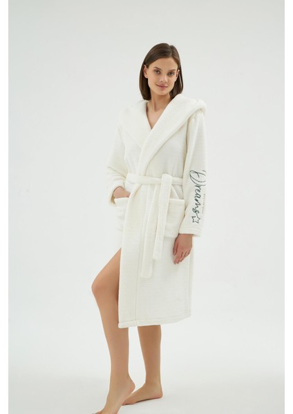 Kadın Kapüşonlu Yumuşak Dokulu Cepli Kemerli Ekru Sabahlık C0T8N071 fiyatları