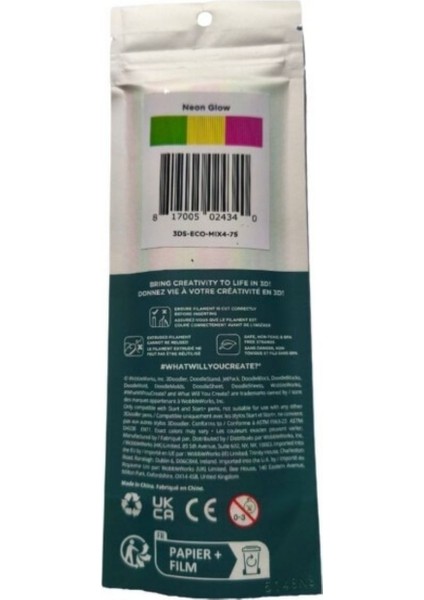 Pla Neon Glow Mixed Pack Filament (75 Ad, 3ds-Eco-Mıx4-75, Start+) fiyatları