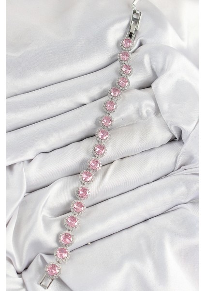 Bfs Pirinç Pembe Zirkon Taşlı Daire Baget Model Gümüş Renk Vıp Seri Kadın Bileklik fiyatları