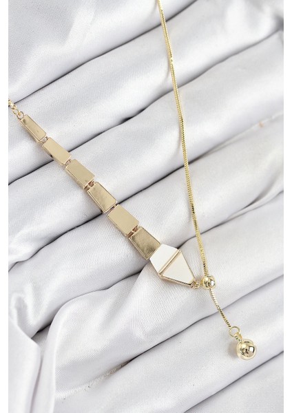 Bfs Pirinç Yılan Model Gold Renk Asansörlü Kadın Kolye