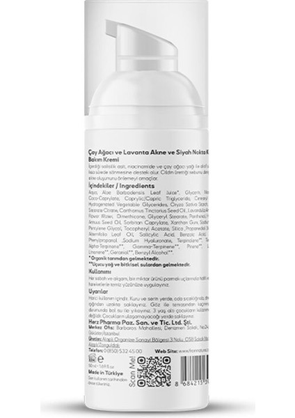 Çay Ağacı ve Lavanta Akne ve Siyah Nokta Karşıtı Bakım Kremi 50 ml fiyatları