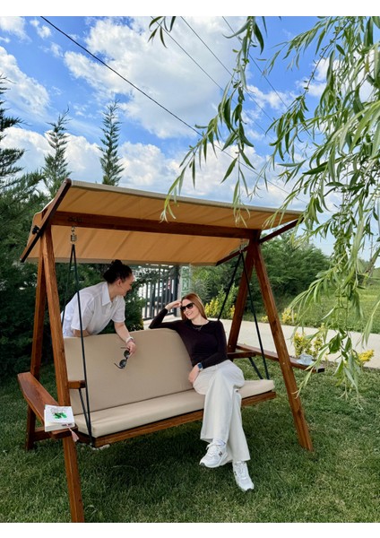 Riva 2100 3 Kişilik Ahşap Bahçe Salıncağı