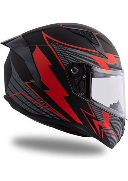 Thunderbolt Mat Siyah- Kırımızı Kask