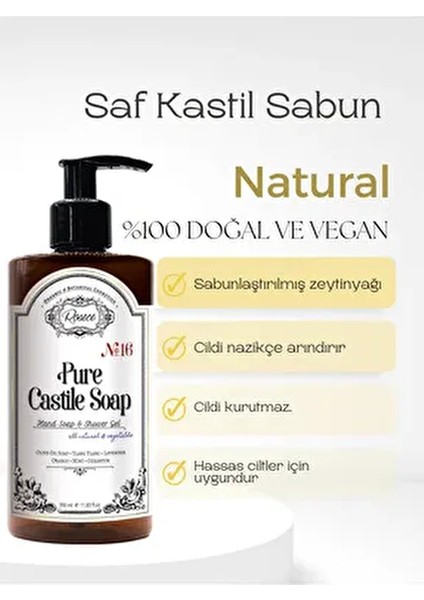 Ylang Ylang ve Lavanta Aromalı Sıvı Kastil Sabun 200 ml Hassas Ciltler için Doğal fiyatları