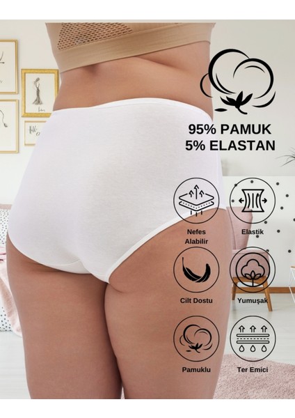 Kadın Extra Battal Külot Üçlü Paket- Siyah-Beyaz-Ten - 10XL modelleri
