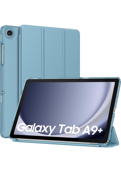 Samsung Galaxy Tab A9 Plus 11 Inç Kılıf Smart Uyku Modlu Standlı Şeffaf Kapaklı SM-X210 (Uyumlu)
