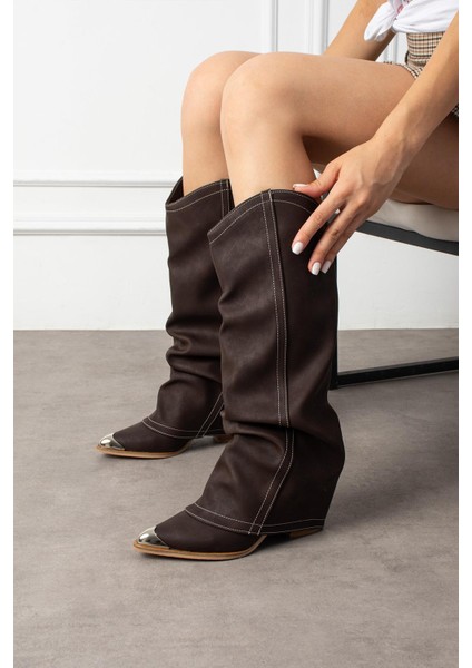 Lavem Kadın Çizme Kovboy Körüklü Kahverengi Mat Deri fiyatları