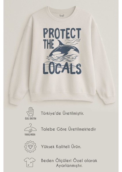 Protect The Orcas Baskılı 3 Iplik Ekru Sweat (Çocuk -Yetişkin)