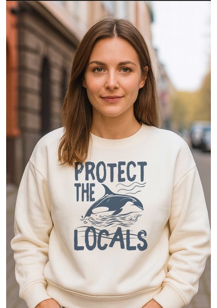 Protect The Orcas Baskılı 3 Iplik Ekru Sweat (Çocuk -Yetişkin) fiyatları