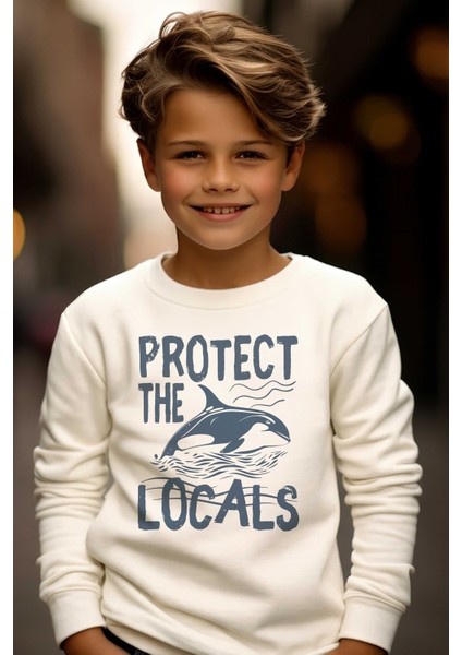 Protect The Orcas Baskılı 3 Iplik Ekru Sweat (Çocuk -Yetişkin) fırsatları