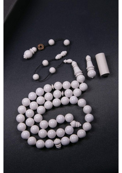 Beyaz Özel Işçilik 45 Taneli Eski Fransız Galalit Tesbih