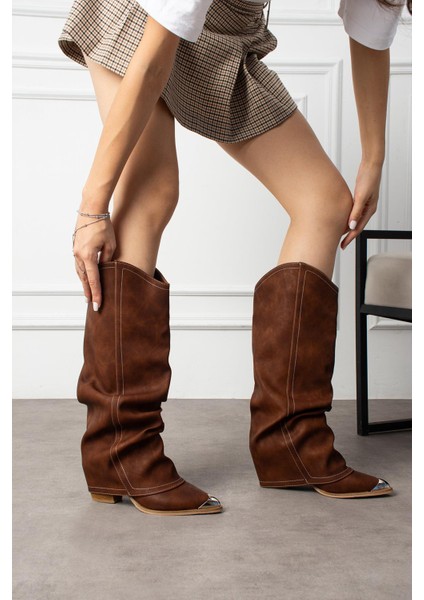 Lavem Kadın Çizme Kovboy Körüklü Taba Mat Deri fiyatları