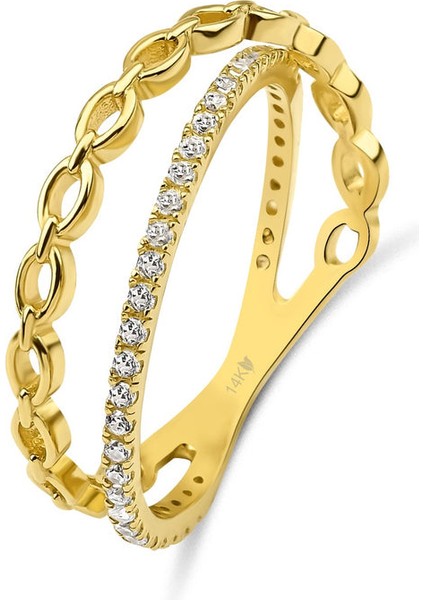 14 Ayar Altın Çapraz Geçişli Yüzük