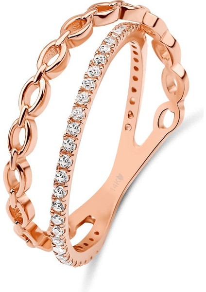 14 Ayar Altın Çapraz Geçişli Yüzük fırsatları