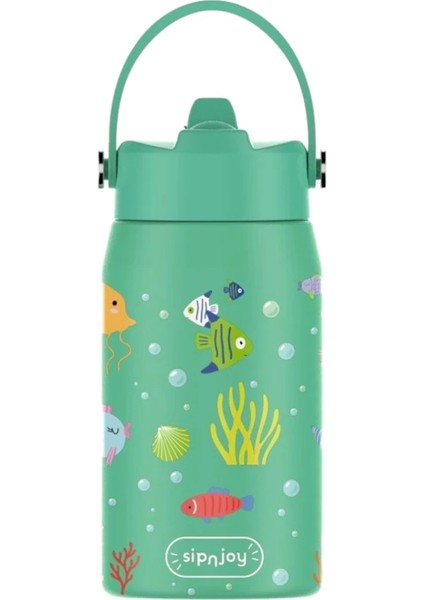 - Lil'straw Çocuk Su Termosu | 420 ml - Ocean Whisper