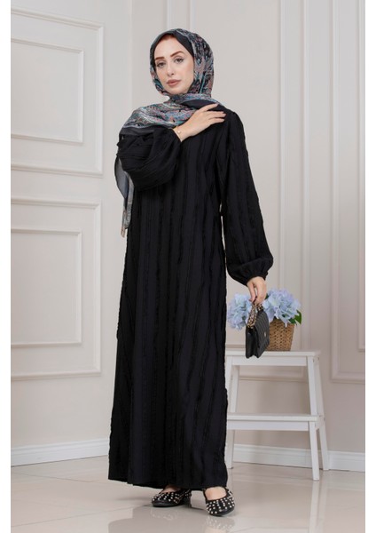 Fırfır Detaylı Rüya Elbise-Siyah