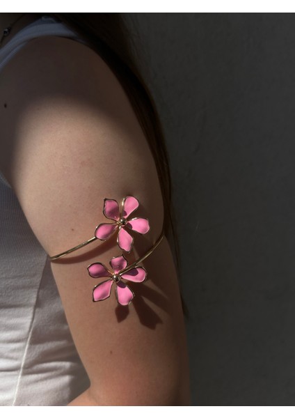 Gold Pembe Çiçek Detaylı Paslanmaz Çelik Ayarlanabilir Kadın Pazu Bileklik Kol Kelepçesi Armcuff modelleri